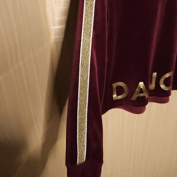 Justice Maroon Gold Velour Hooded Dance Sweatshirt 12 - Picture 5 of 7
